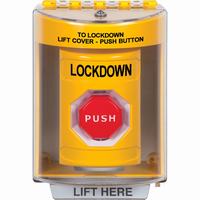 Safety Technology SS2272LD-EN | Yellow Indoor/Outdoor Surface Key-to-Reset (Illuminated) Stopper Station with LOCKDOWN Label English