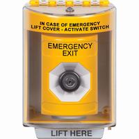 Safety Technology SS2273EX-EN | Yellow Indoor/Outdoor Surface Key-to-Activate Stopper Station with EMERGENCY EXIT Label English