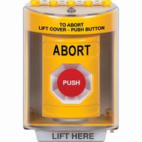 Safety Technology SS2274AB-EN | Yellow Indoor/Outdoor Surface Momentary Stopper Station with ABORT Label English
