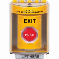 Safety Technology SS2275XT-EN | Yellow Indoor/Outdoor Surface Momentary (Illuminated) Stopper Station with EXIT Label English