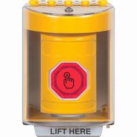 Safety Technology SS2277NT-EN | Yellow Indoor/Outdoor Surface Weather Resistant Momentary (Illuminated) with Red Lens Stopper Station with No Text Label English