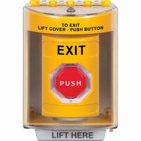 Safety Technology SS2279XT-EN | Yellow Indoor/Outdoor Surface Turn-to-Reset (Illuminated) Stopper Station with EXIT Label English