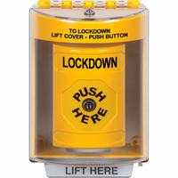 Safety Technology SS2280LD-EN | Yellow Indoor/Outdoor Surface with Horn Key-to-Reset Stopper Station with LOCKDOWN Label English
