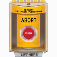 Safety Technology SS2281AB-EN | Yellow Indoor/Outdoor Surface with Horn Turn-to-Reset Stopper Station with ABORT Label English