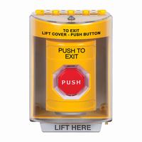 Safety Technology SS2282PX-EN | Yellow Indoor/Outdoor Surface with Horn Key-to-Reset (Illuminated) Stopper Station with PUSH TO EXIT Label English