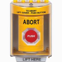 Safety Technology SS2284AB-EN | Yellow Indoor/Outdoor Surface with Horn Momentary Stopper Station with ABORT Label English