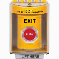 Safety Technology SS2284XT-EN | Yellow Indoor/Outdoor Surface with Horn Momentary Stopper Station with EXIT Label English