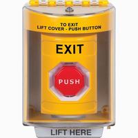 Safety Technology SS2285XT-EN | Yellow Indoor/Outdoor Surface with Horn Momentary (Illuminated) Stopper Station with EXIT Label English