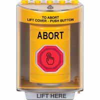 Safety Technology SS2287AB-EN | Yellow Indoor/Outdoor Surface with Horn Weather Resistant Momentary (Illuminated) with Red Lens Stopper Station with ABORT Label English