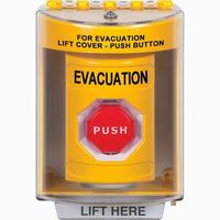 Safety Technology SS2288EV-EN | Yellow Indoor/Outdoor Surface with Horn Pneumatic (Illuminated) Stopper Station with EVACUATION Label English
