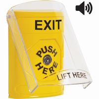Safety Technology SS22A0XT-EN | Yellow Indoor Only Flush or Surface with Horn Key-to-Reset Stopper Station with EXIT Label English