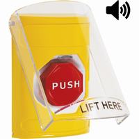 Safety Technology SS22A5NT-EN | Yellow Indoor Only Flush or Surface with Horn Momentary (Illuminated) Stopper Station with No Text Label English