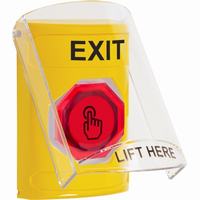 Safety Technology SS22A6XT-EN | Yellow Indoor Only Flush or Surface with Horn Momentary (Illuminated) with Red Lens Stopper Station with EXIT Label English