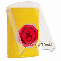 Safety Technology SS22A7NT-EN | Yellow Indoor Only Flush or Surface with Horn Weather Resistant Momentary (Illuminated) with Red Lens Stopper Station with No Text Label English