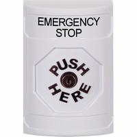 Safety Technology SS2300ES-EN | White No Cover Key-to-Reset Stopper Station with EMERGENCY STOP Label English