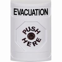 Safety Technology SS2300EV-EN | White No Cover Key-to-Reset Stopper Station with EVACUATION Label English