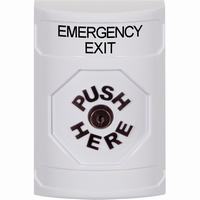 Safety Technology SS2300EX-EN | White No Cover Key-to-Reset Stopper Station with EMERGENCY EXIT Label English