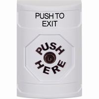 Safety Technology SS2300PX-EN | White No Cover Key-to-Reset Stopper Station with PUSH TO EXIT Label English