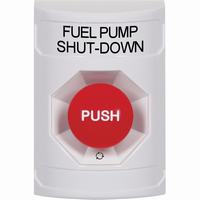 Safety Technology SS2301PS-EN | White No Cover Turn-to-Reset Stopper Station with FUEL PUMP SHUT DOWN Label English