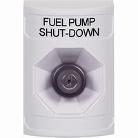 Safety Technology SS2303PS-EN | White No Cover Key-to-Activate Stopper Station with FUEL PUMP SHUT DOWN Label English