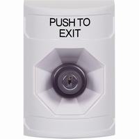 Safety Technology SS2303PX-EN | White No Cover Key-to-Activate Stopper Station with PUSH TO EXIT Label English