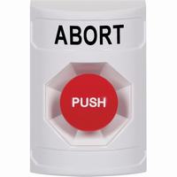 Safety Technology SS2304AB-EN | White No Cover Momentary Stopper Station with ABORT Label English