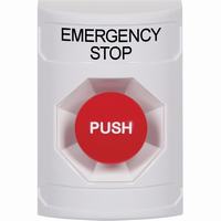 Safety Technology SS2304ES-EN | White No Cover Momentary Stopper Station with EMERGENCY STOP Label English