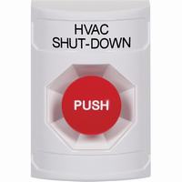 Safety Technology SS2304HV-EN | White No Cover Momentary Stopper Station with HVAC SHUT DOWN Label English
