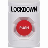 Safety Technology SS2304LD-EN | White No Cover Momentary Stopper Station with LOCKDOWN Label English