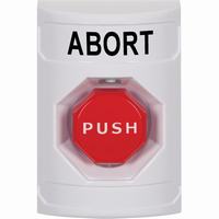 Safety Technology SS2305AB-EN | White No Cover Momentary (Illuminated) Stopper Station with ABORT Label English