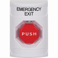 Safety Technology SS2305EX-EN | White No Cover Momentary (Illuminated) Stopper Station with EMERGENCY EXIT Label English