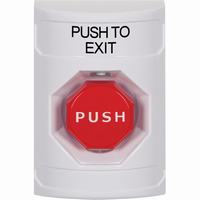 Safety Technology SS2305PX-EN | White No Cover Momentary (Illuminated) Stopper Station with PUSH TO EXIT Label English