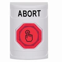 Safety Technology SS2306AB-EN | White No Cover Momentary (Illuminated) with Red Lens Stopper Station with ABORT Label English