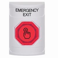 Safety Technology SS2306EX-EN | White No Cover Momentary (Illuminated) with Red Lens Stopper Station with EMERGENCY EXIT Label English