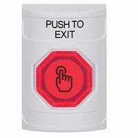 Safety Technology SS2306PX-EN | White No Cover Momentary (Illuminated) with Red Lens Stopper Station with PUSH TO EXIT Label English