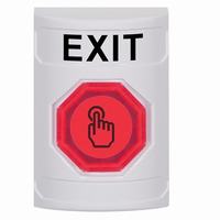 Safety Technology SS2306XT-EN | White No Cover Momentary (Illuminated) with Red Lens Stopper Station with EXIT Label English