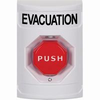 Safety Technology SS2309EV-EN | White No Cover Turn-to-Reset (Illuminated) Stopper Station with EVACUATION Label English