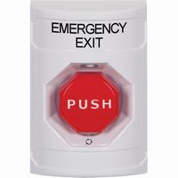 Safety Technology SS2309EX-EN | White No Cover Turn-to-Reset (Illuminated) Stopper Station with EMERGENCY EXIT Label English