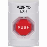 Safety Technology SS2309PX-EN | White No Cover Turn-to-Reset (Illuminated) Stopper Station with PUSH TO EXIT Label English