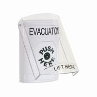 Safety Technology SS2320EV-EN | White Indoor Only Flush or Surface Key-to-Reset Stopper Station with EVACUATION Label English