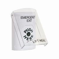 Safety Technology SS2320EX-EN | White Indoor Only Flush or Surface Key-to-Reset Stopper Station with EMERGENCY EXIT Label English