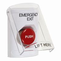 Safety Technology SS2321EX-EN | White Indoor Only Flush or Surface Turn-to-Reset Stopper Station with EMERGENCY EXIT Label English