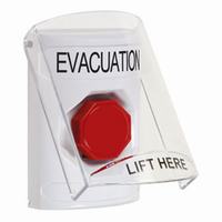 Safety Technology SS2322EV-EN | White Indoor Only Flush or Surface Key-to-Reset (Illuminated) Stopper Station with EVACUATION Label English