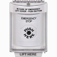 Safety Technology SS2330ES-EN | White Indoor/Outdoor Flush Key-to-Reset Stopper Station with EMERGENCY STOP Label English