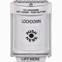 Safety Technology SS2330LD-EN | White Indoor/Outdoor Flush Key-to-Reset Stopper Station with LOCKDOWN Label English