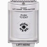Safety Technology SS2330PX-EN | White Indoor/Outdoor Flush Key-to-Reset Stopper Station with PUSH TO EXIT Label English