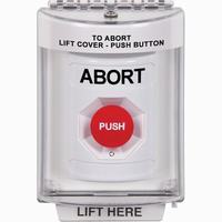 Safety Technology SS2331AB-EN | White Indoor/Outdoor Flush Turn-to-Reset Stopper Station with ABORT Label English