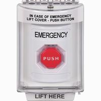 Safety Technology SS2332EM-EN | White Indoor/Outdoor Flush Key-to-Reset (Illuminated) Stopper Station with EMERGENCY Label English