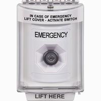 Safety Technology SS2333EM-EN | White Indoor/Outdoor Flush Key-to-Activate Stopper Station with EMERGENCY Label English