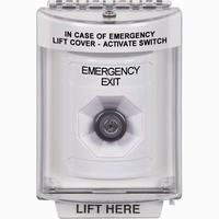 Safety Technology SS2333EX-EN | White Indoor/Outdoor Flush Key-to-Activate Stopper Station with EMERGENCY EXIT Label English